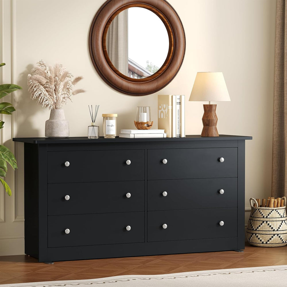 DUMOS Home Storage for Living Room, Wood Cabinet with 6 Drawers, 59" Wid...