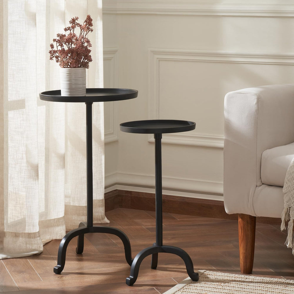 HomeStock Side Table Set of 2 - Wrought Look Accent Tables - Black Finish