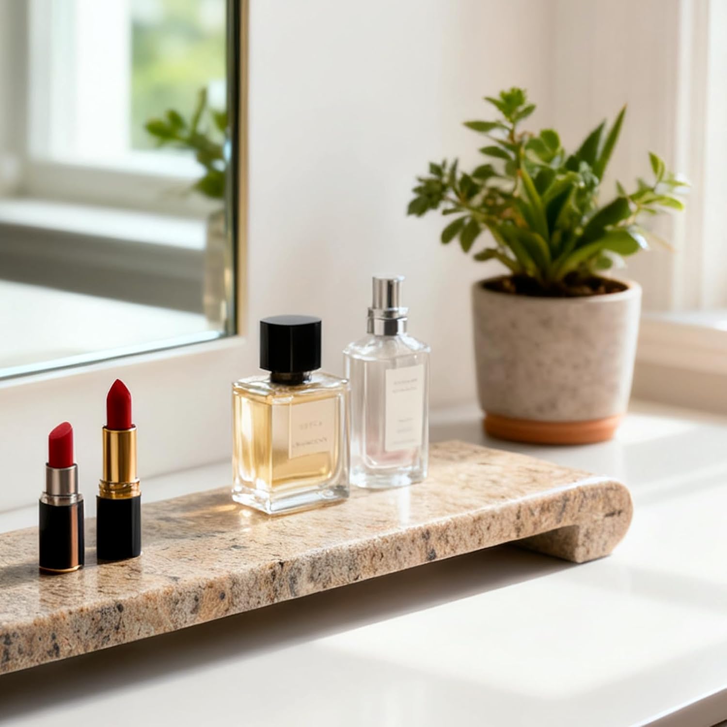 Natural Marble Tray Marble Pedestal Stand for Kitchen Counter, Bathroom, Home Decor, Small Plant Tray 4.02" x 15.98" Soap Dish Holder for Jewelry, Vanity, Counter Luxury Decorative Tray (Kashmir Gold)