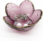 Purple Glass Jewelry Dish Tray, Birthday Gifts for Mom, Crystal Ring Holder for Women, Small Flower Ring Dish Jewlery Plate, Engagement Trinket Jewelry Tray, Nightstand Decor Jewerly Bowl