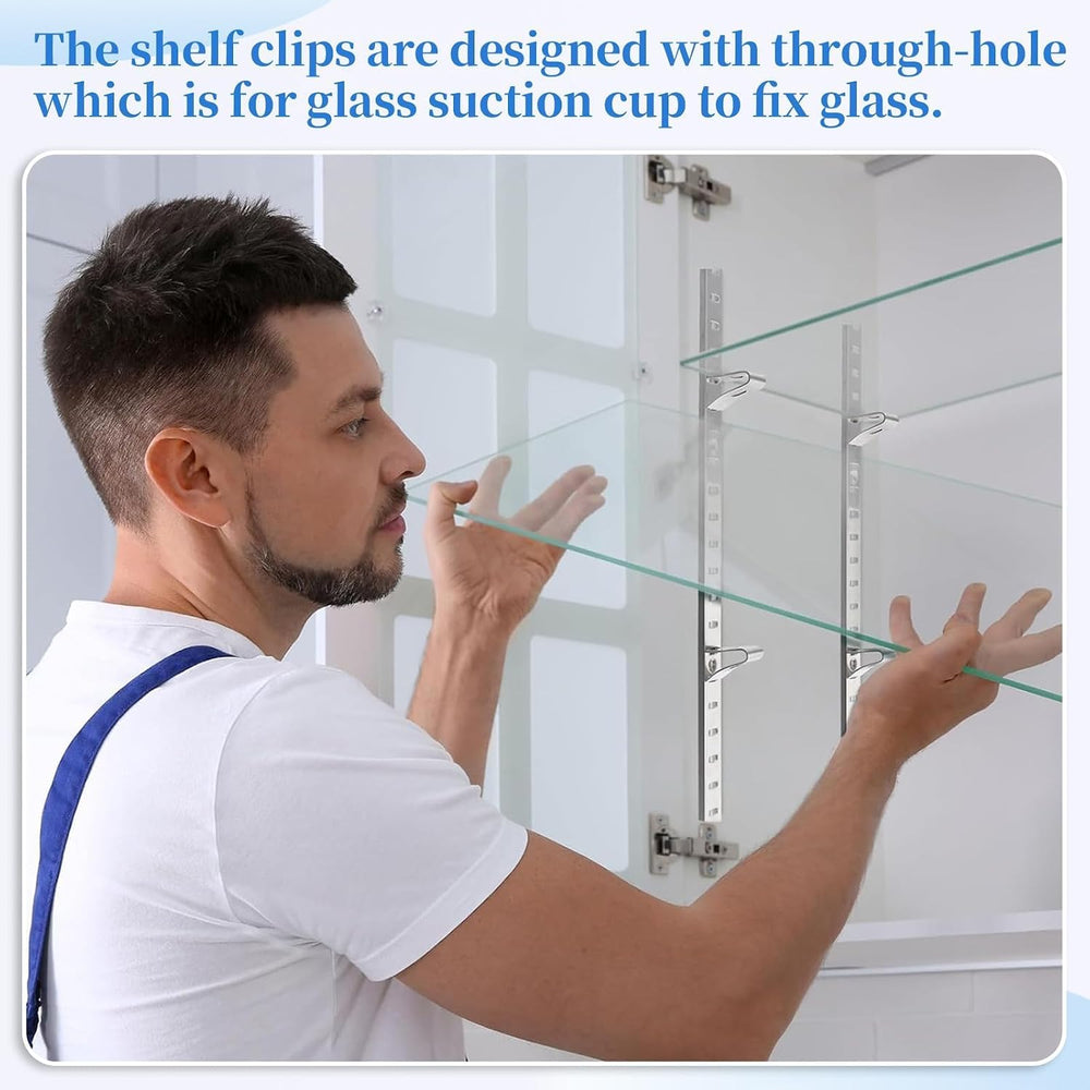 8 Pcs 40 Inch Shelf Pilaster Tracks and 24 Pcs Shelf Clips