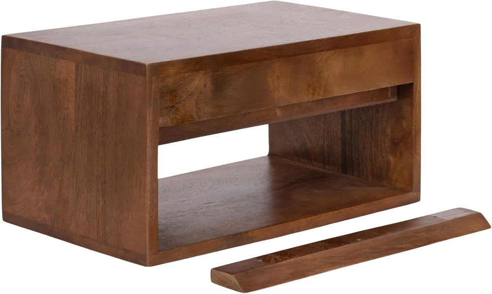 Kate and Laurel Reid Ribbed Wooden Tiered Floating Side Table, 18 x 10 x 9, W...