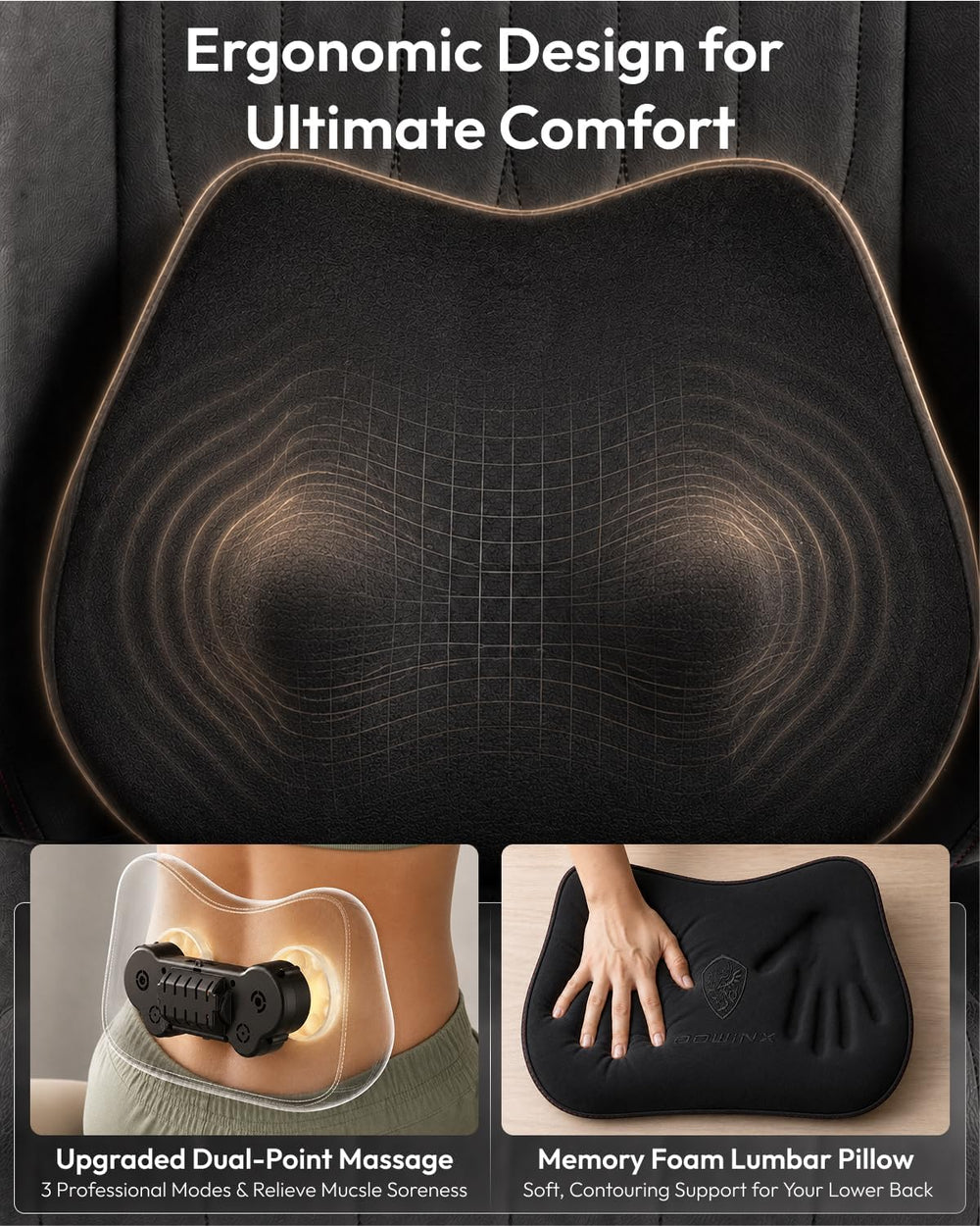 Dowinx Ergonomic High Back Gaming Chair for Adults with Massager Black | Shia...