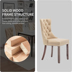 Leather Dining Chairs Set of 6, Upholstered Dining Room Chairs with Nailhead Trim, Sillas de Comedor Modernas 6, Wooden Kitchen Chairs for Dining Room, Living Room, Kitchen, Bedroom, Beige