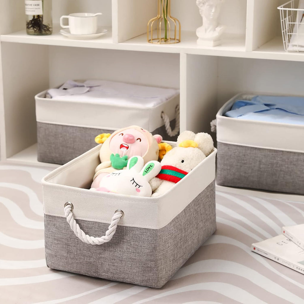combocube 15.7 x 11.8 x 8.2 Inch Fabric Storage Bins for Shelves, Linen Storage Organizer Storage Basket with Ropes for Laundry, Home, Closet, Office, Clothes, Toys Organizer