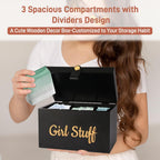 100% Solid Wood Tampon Holder Box with Lid, Copper Leather Pull, Absolute Real Wood Bathroom Decorative Box for Feminine Product Storage and Accessories such as Tampons, Cotton Balls, Gifts for Women