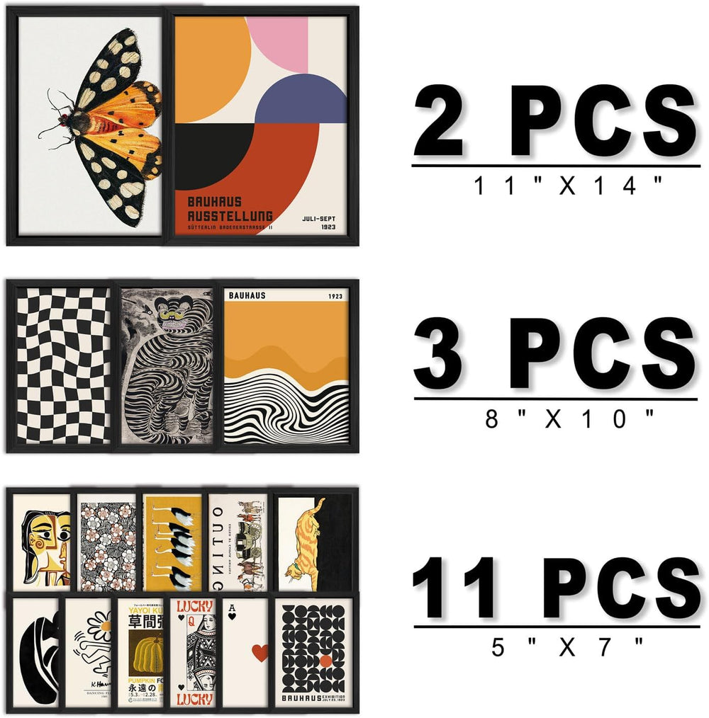 ANERZA 16 PCS Wall Art Framed Eclectic Wall Art Decor, Modern Maximalist Wall...