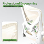 Ergonomic Office Chair - X-Shaped Computer Desk Chair Comfy, Gaming Chair, Office Chair with Lumbar Support, Mesh Office Chairs, Desk Chair for Long Hours(White Beige)