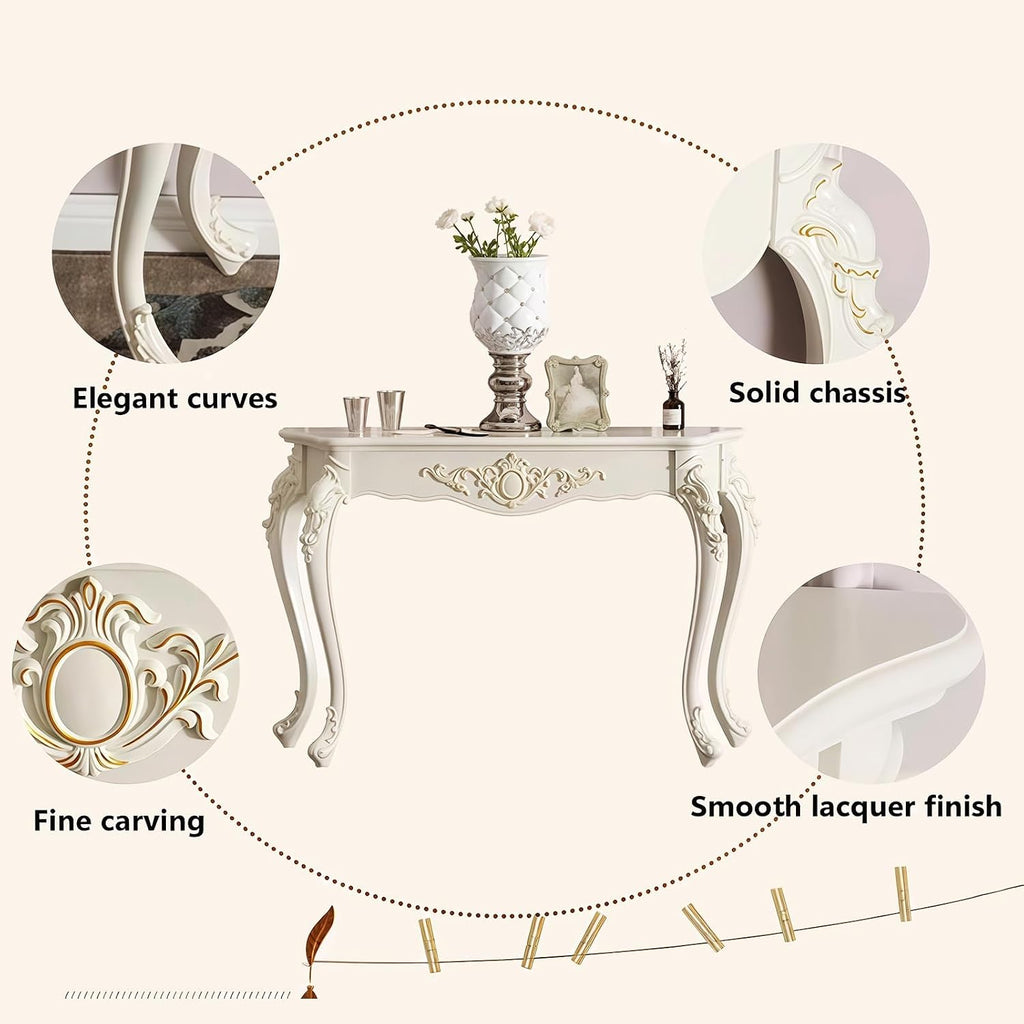Modern Semi-Circular Telephone Table, Small Console End Table for Living Room, Foyer & Entryway - Stylish Manufactured Wood Furniture for Hallway & Entrance