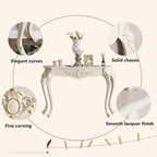 Modern Semi-Circular Telephone Table, Small Console End Table for Living Room, Foyer & Entryway - Stylish Manufactured Wood Furniture for Hallway & Entrance