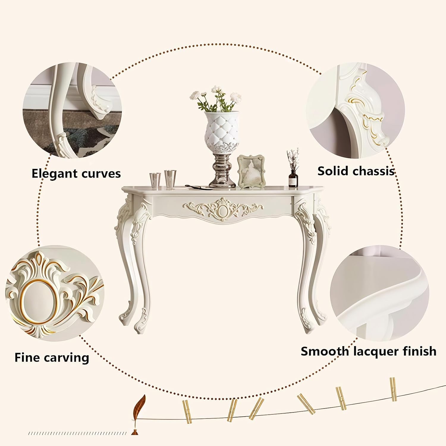 Modern Semi-Circular Telephone Table, Small Console End Table for Living Room, Foyer & Entryway - Stylish Manufactured Wood Furniture for Hallway & Entrance