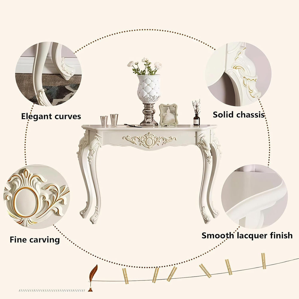 Semi-Circular Telephone Table, Console Table for Living Room, Manufactured Wo...