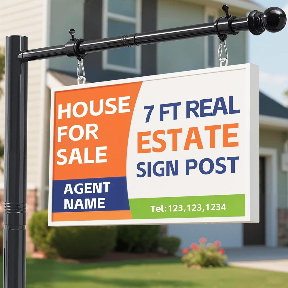 Real Estate Sign Posts 7FT Wind-Resistant Yard Sign Holder with Adjustable 32...