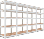 HOMEDANT House 5 Tier 24.4" W Laminated Metal Shelving Unit Adjustable Storage Utility Rack Heavy Duty Shelves Organization Multipurpose Shelf Kitchen Garage Pantry Closet 4 Pack