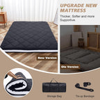 Twin Size Futon Mattress -4in Extra Thick Foldable Japanese Floor Mattress - Super Soft Fuzzy Sleeping Pad for Adults - Tatami Mat Suitable for Camping & Guest & RV Mattress- Diamond Black