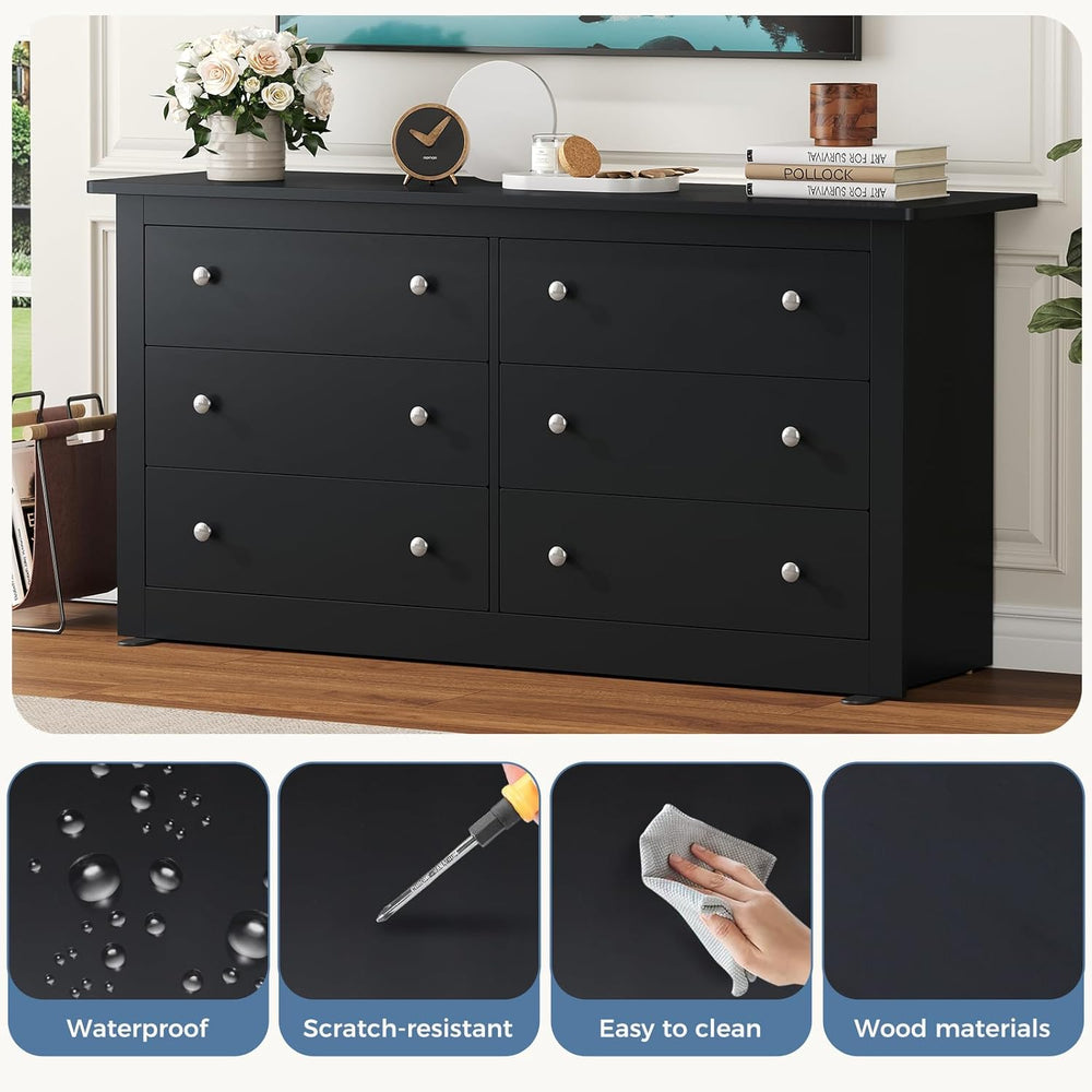 DUMOS Home Storage for Living Room, Wood Cabinet with 6 Drawers, 59" Wid...