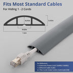 ZhiYo 10ft Cord Covers for Wires on Floor, Cord Hider Floor Hide Extension Cords, Soft PVC Cable Cover Cable Protector, Cable Cavity W0.62in H0.31in, Gray