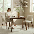 Dining Chairs Set of 2, Upholstered Kitchen Dining Room Chair Set Morden Accent Side Dinner Chair with Curved Padded Back Wood Legs for Restaurant/Cafe, Ivory