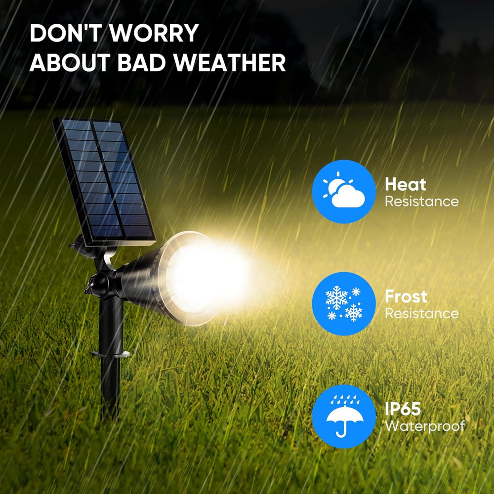 KEV 800 Lumens Solar Spot Lights Outdoor,18 LEDs Solar Flood Lights with 2 Mo...