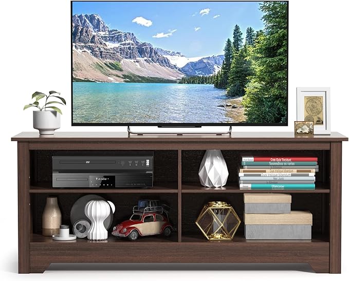 GORELAX Wooden TV Stand, Media Console Cabinet for TVs up to 65 Inch, Media Entertainment Center w/Large Storage Space & Adjustable Shelf, Farmhouse TV Stand for Living Room Bedroom