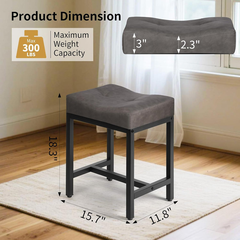 Saddle Seat Vanity Stool, Makeup Stool Chair with Metal Leg, U-Shaped Leather...