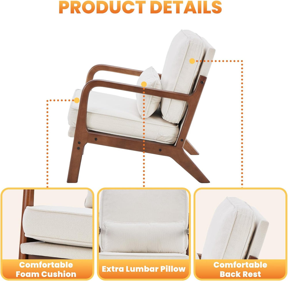 DUMOS Mid Century Modern Accent Chair, 16'' Seat Height Cozy Lounge C...