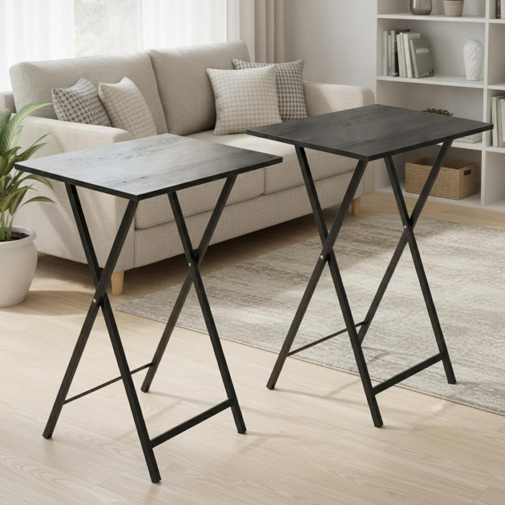 Folding TV Tray Table, Set of 2 Small Table, TV Dinner Table, Snack Tray Tabl...