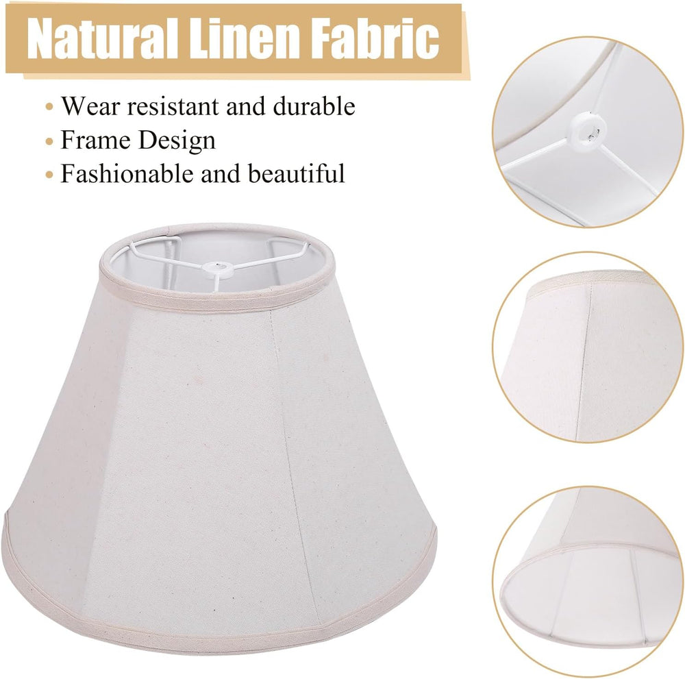KD Lamp Shades Set of 2, 6x12x8.5 inch Natural Linen Lamp Shades for Table La...