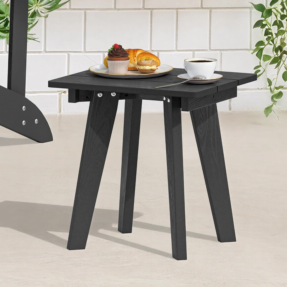 Outdoor Side Table, HDPE Weather Resistant Small Patio Table for Porch and Ba...