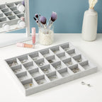 Juvale Velvet Jewelry Organizer Tray - Earring Tray Insert with 24 Compartments - Stackable Jewelry Drawer Organizer - Includes Bracelet Holder Slots - Gray, 14 x 10 in