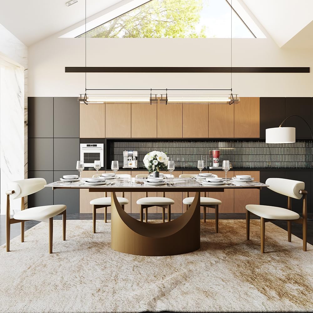 POVISON Extendable Dining Room Table 6-8, 71-95" Expandable Modern Dinin...