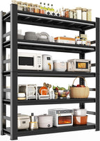 Garage Storage Shelves,5 Tier Shelving Unit, 40 inch Wide, 18” Deep, 78” Tall Organizer Metal Shelf for Basement/Laundry/Pantry Heavy Duty, Adjustable,Easy to Install (5Tier-47"Wx18"Dx78"H with Fence)