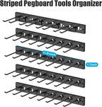 CCCEI 5 Modular Pegboard Strip Storage, Metal Peg Slat Wall Mount for Garage, Basement, Garden, Laundry Room Organization. Flexible Tool Organizer for Rake, Shovels, Crafting. Gifts for Men, Red.