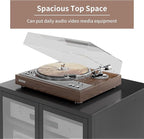 Heavy Duty 4-Tier Media Cabinet, Audio-Video Media Stand with Tempered Glass Doors, Metal Stereo Cabinets with 3 Adjustable Shelves, Storage Cabinet for Entertainment Stereo Component