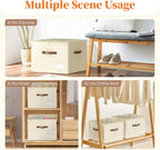 Shoe Organizer for Closet, Foldable Shoe Storage Containers, Fits up to 16 Pairs, Large Shoe Storage Organizer Box Cubby Baskets Bins with Clear Cover and Reinforced Handles, Beige