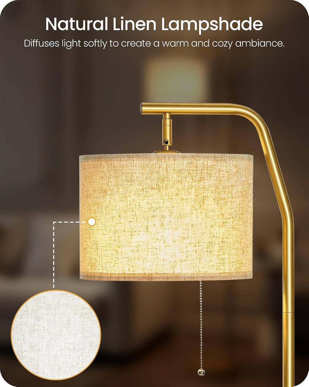 66.1" Tall Floor Lamps with 3 Color Temperatures Bulb & Adjustable L...