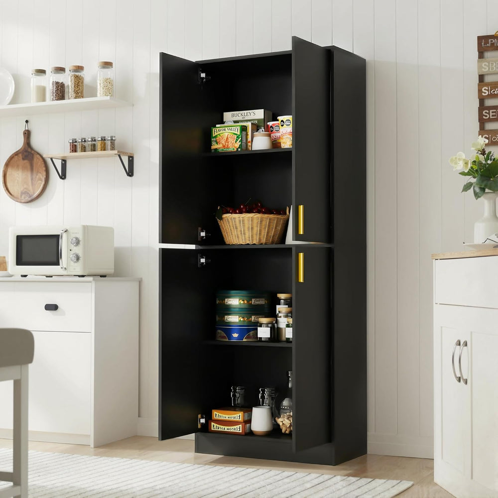Cozy Castle Kitchen Pantry Cabinet, 71" Tall Wood Storage Cabinet with D...