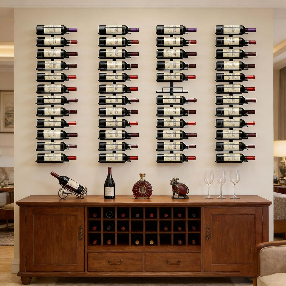 Wall Mount Wine Rack – 12 Bottles – Wine Bottle Holder for Wall | Black Metal...
