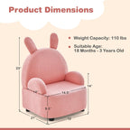 INFANS Kids Sofa with Footstool, 2 Seat Toddler Upholstered Couch, Children Armrest Chair Lounge for Nursery Kindergarten Kids Room Boys Girls, Sturdy Wood Construction Velvet Surface (Rabbit)
