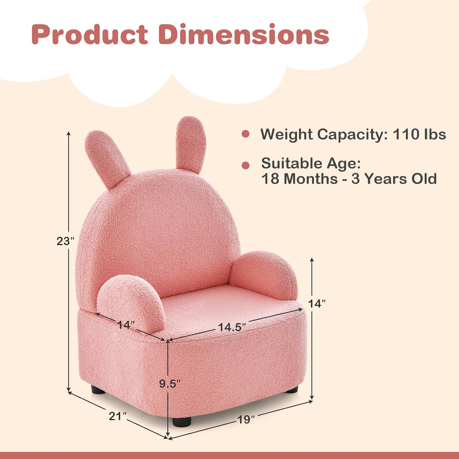 INFANS Kids Sofa with Footstool, 2 Seat Toddler Upholstered Couch, Children Armrest Chair Lounge for Nursery Kindergarten Kids Room Boys Girls, Sturdy Wood Construction Velvet Surface (Rabbit)