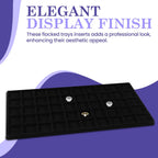 Novel Box 5 Pack 50-Slot Black Liner Jewelry Storage Tray Inserts 14.75x8.25x1 Inches - Jewelry Organizer Pad for Drawers & Store Displays - Jewelry Display Pads for Rings Earrings & Pendants
