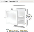MCS 23x16 White Medicine Cabinet Organizer, Wall Mounted Bathroom Cabinet for Over-The-Toilet Storage, Bathroom Furniture & Restroom Organizer