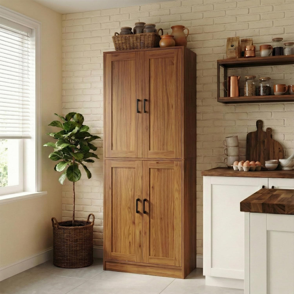 DIYART 71" Tall Kitchen Pantry Cabinet, Freestanding Food Storage Organi...