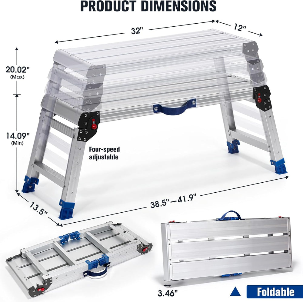 Aluminium Work Platform 660 Lbs, Portable Scaffolding Platform with One-Touch...