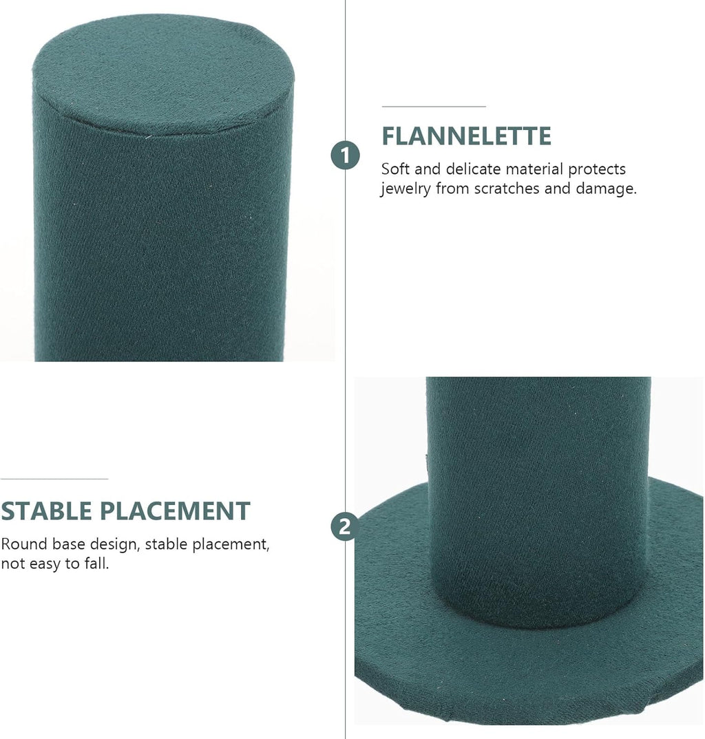 Velvet Vertical Hair Tie Organizer Tower Scrunchie Display Stand for Hair Bands and Jewelry Storage Band Holder Rack for Women Dark Green