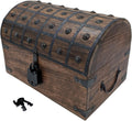 Handmade Pirate Treasure Chest - Wooden Storage Box with Iron Lock & Skeleton Key - Rustic Decorative Jewelry (XL 16 x 11 x 11)