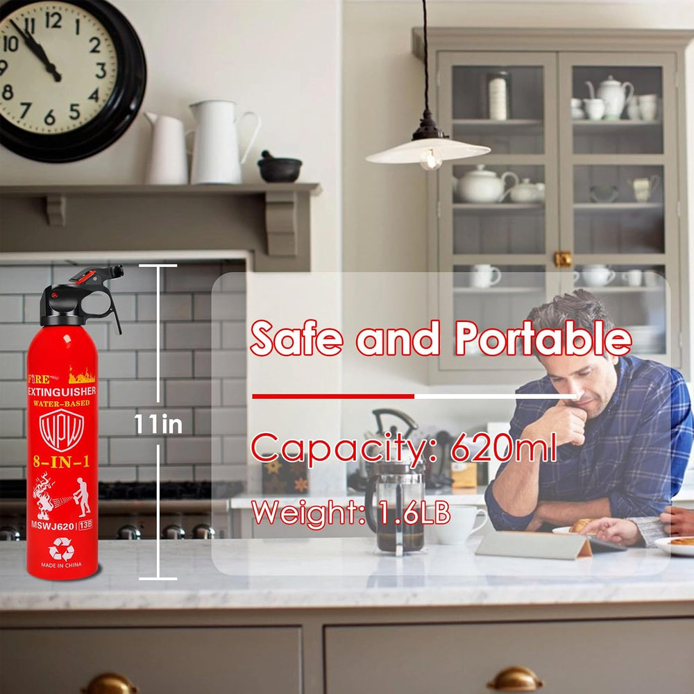 Portable 8-in-1 Water Based Fire Extinguisher for Home Car 2 Pack 21oz Each