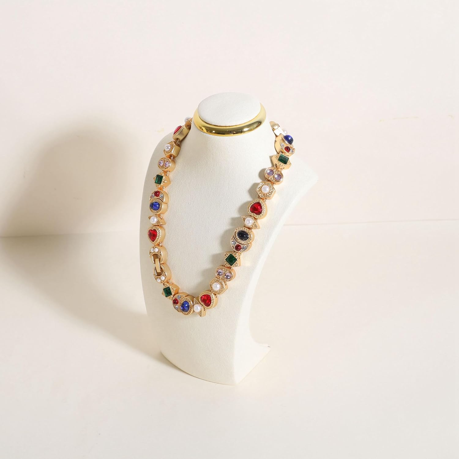 velvet necklace display stand, necklace display holder for selling, bust jewelry display, necklace mannequin display stand【Cream-Small】
