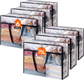 Lifewit 6 Pack Clear Clothes Storage Bags, 75L Large Plastic Blanket Storage, Vinyl Foldable Moving Bags with Zipper, Closet Organizers Containers for Comforter, Bedding, Duvet, Pillow