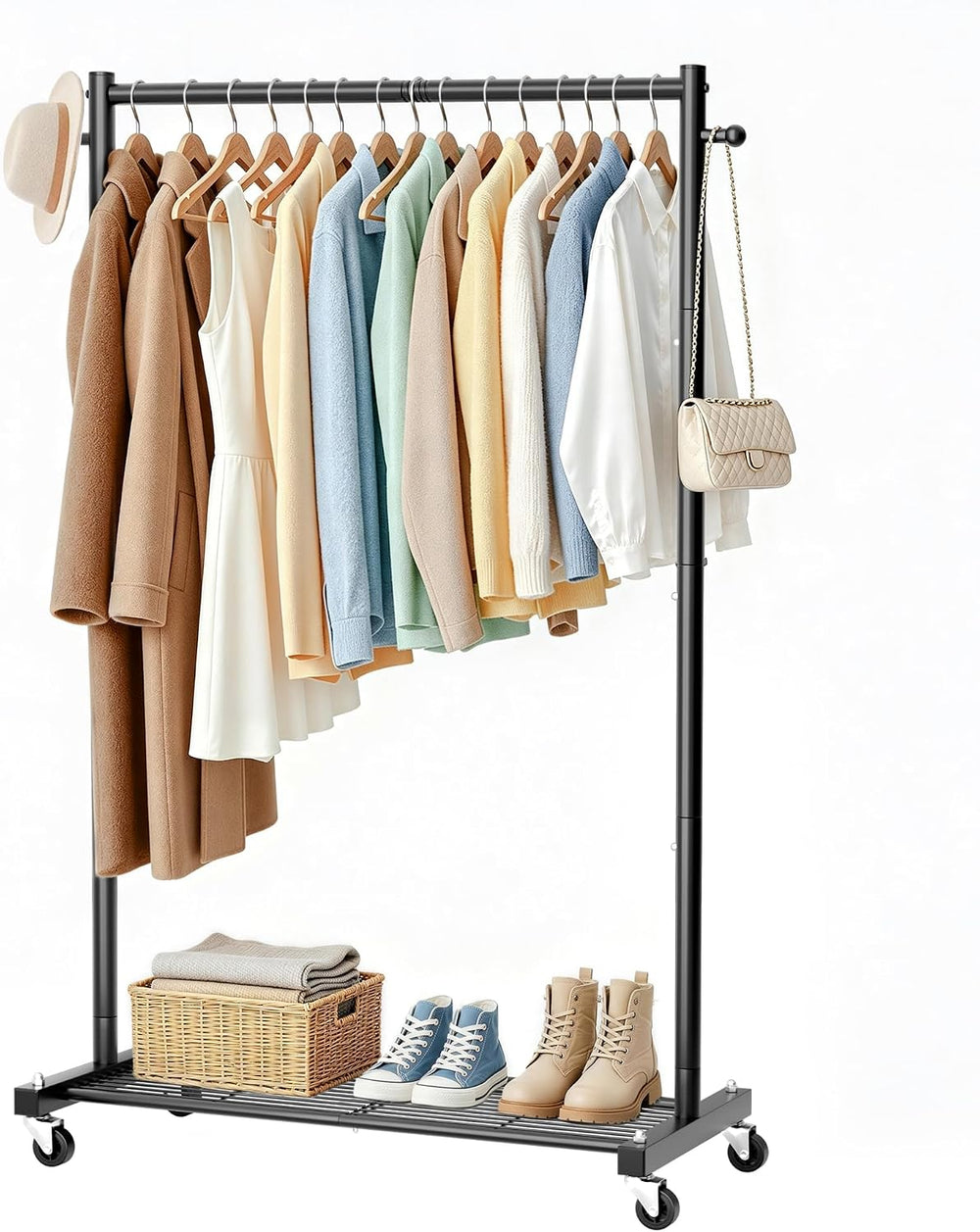 Small Clothing Racks for Hanging Clothes Rack with Wheels Rolling Rack